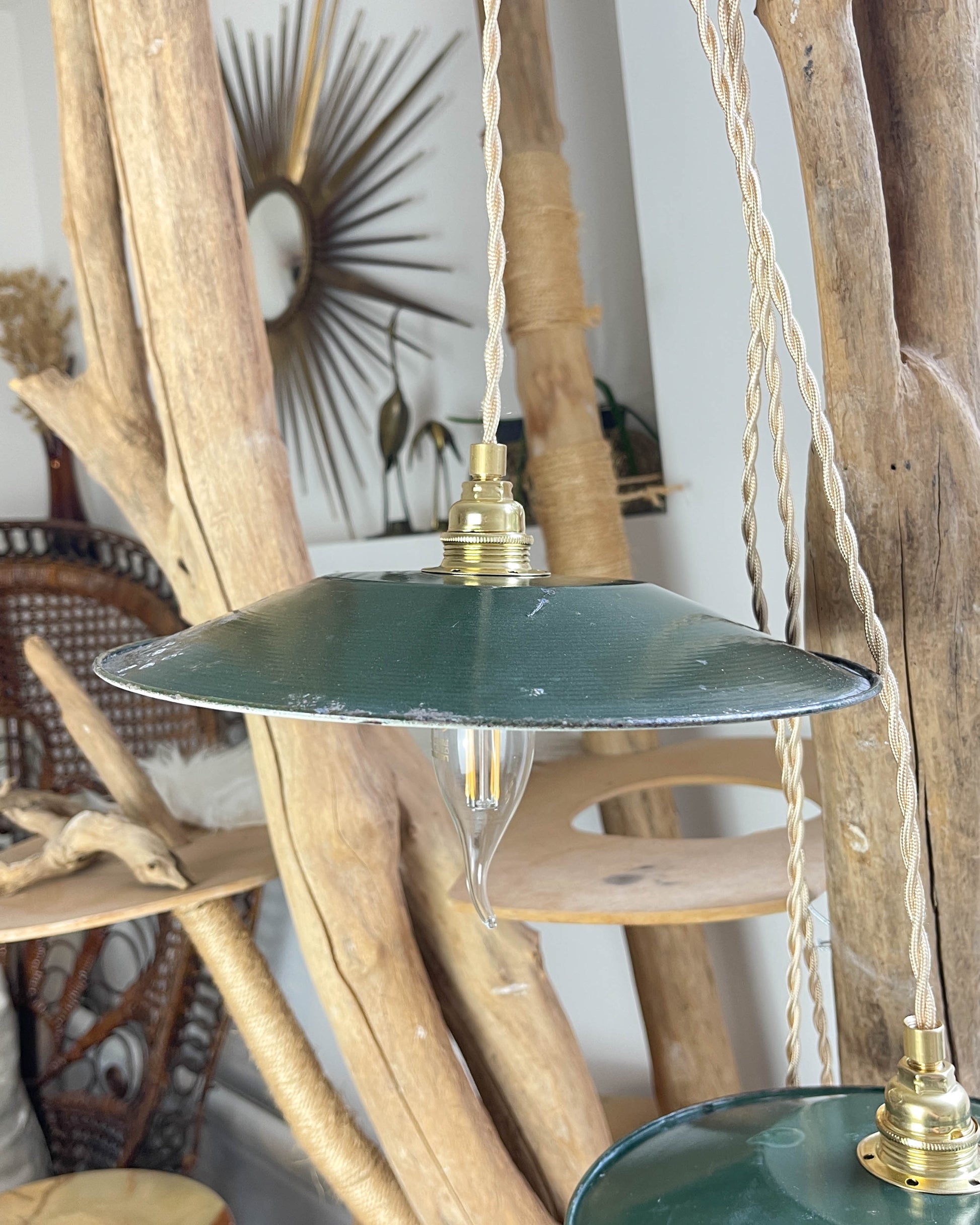 Baladeuse abat-jour vintage en tôle émaillée verte personnalisable