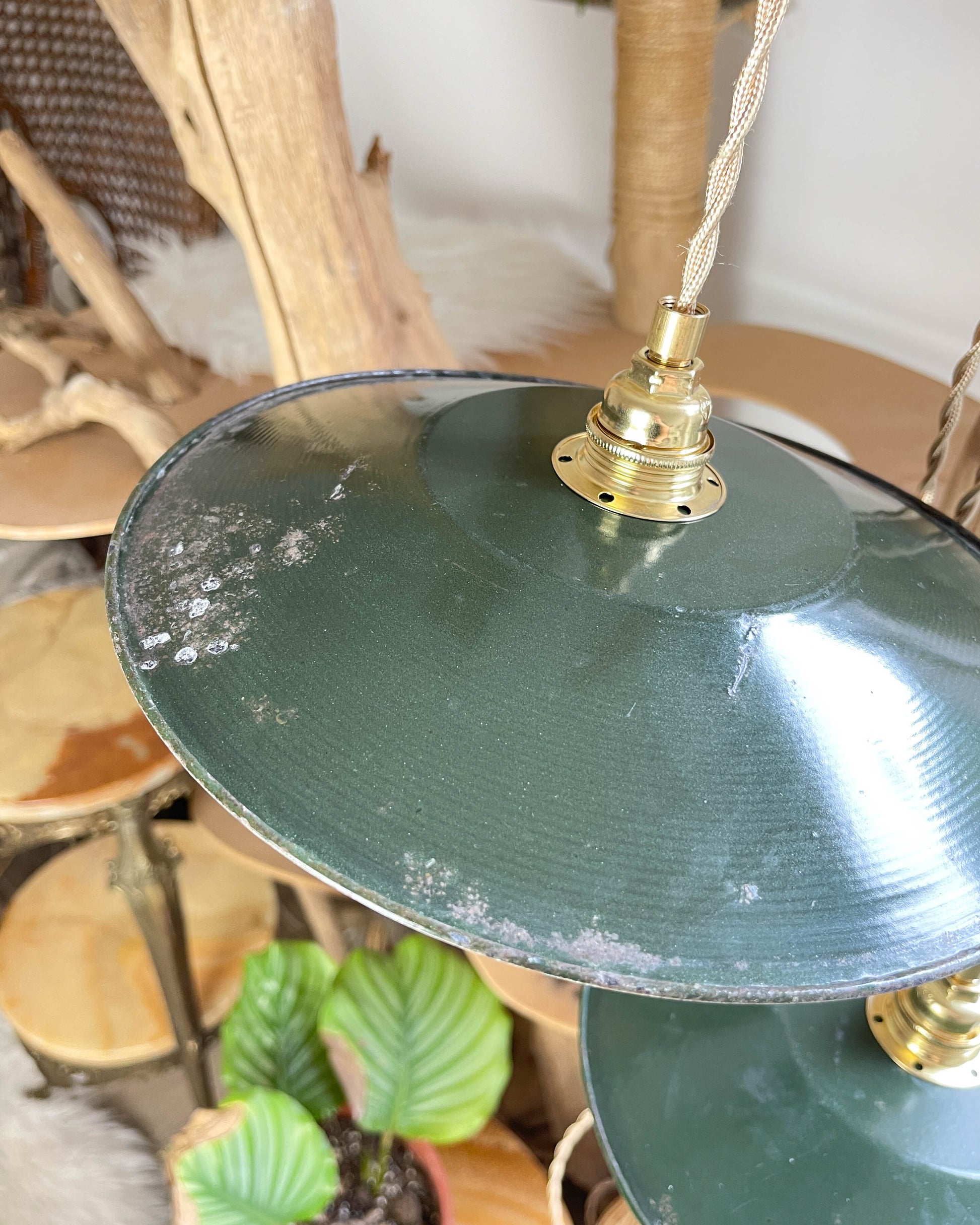 Baladeuse abat-jour vintage en tôle émaillée verte personnalisable
