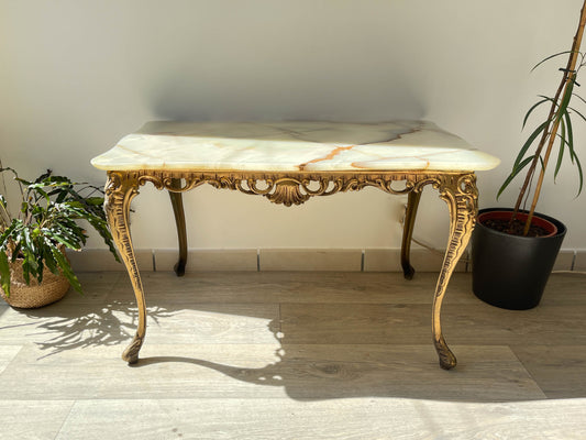 Table basse en marbre et bronze vintage