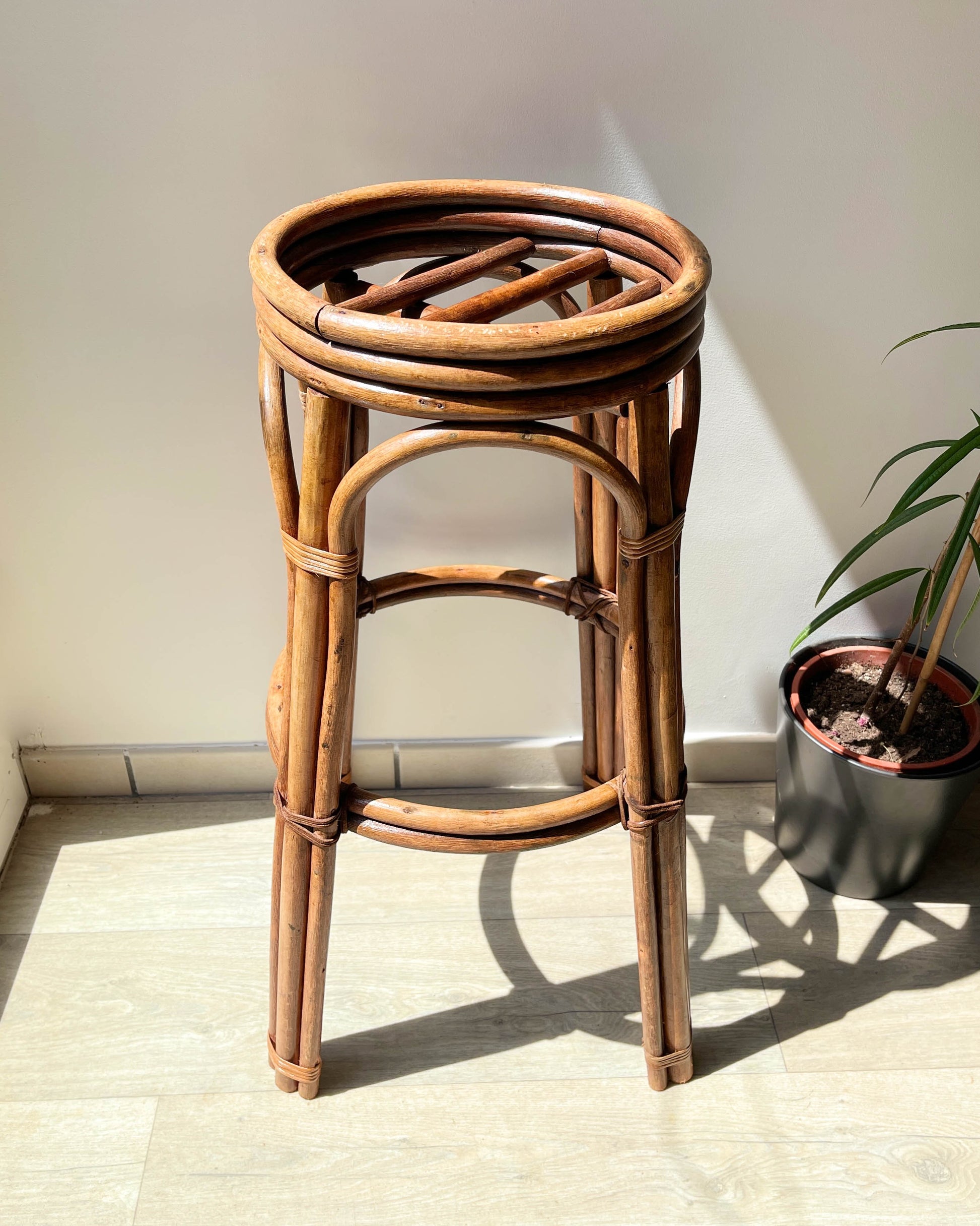 Tabouret de bar vintage en bois courbé, 1950