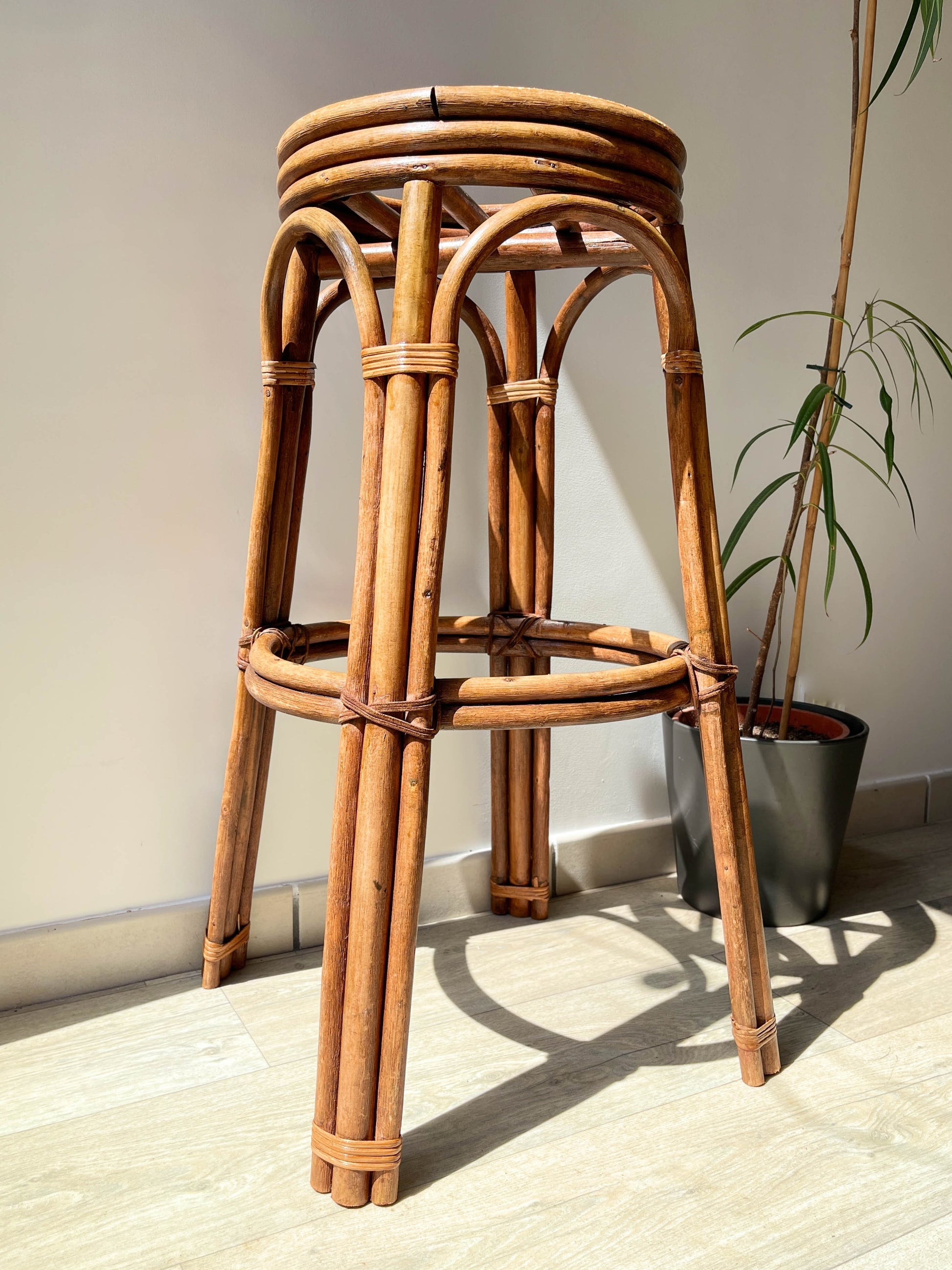 Tabouret de bar vintage en bois courbé, 1950