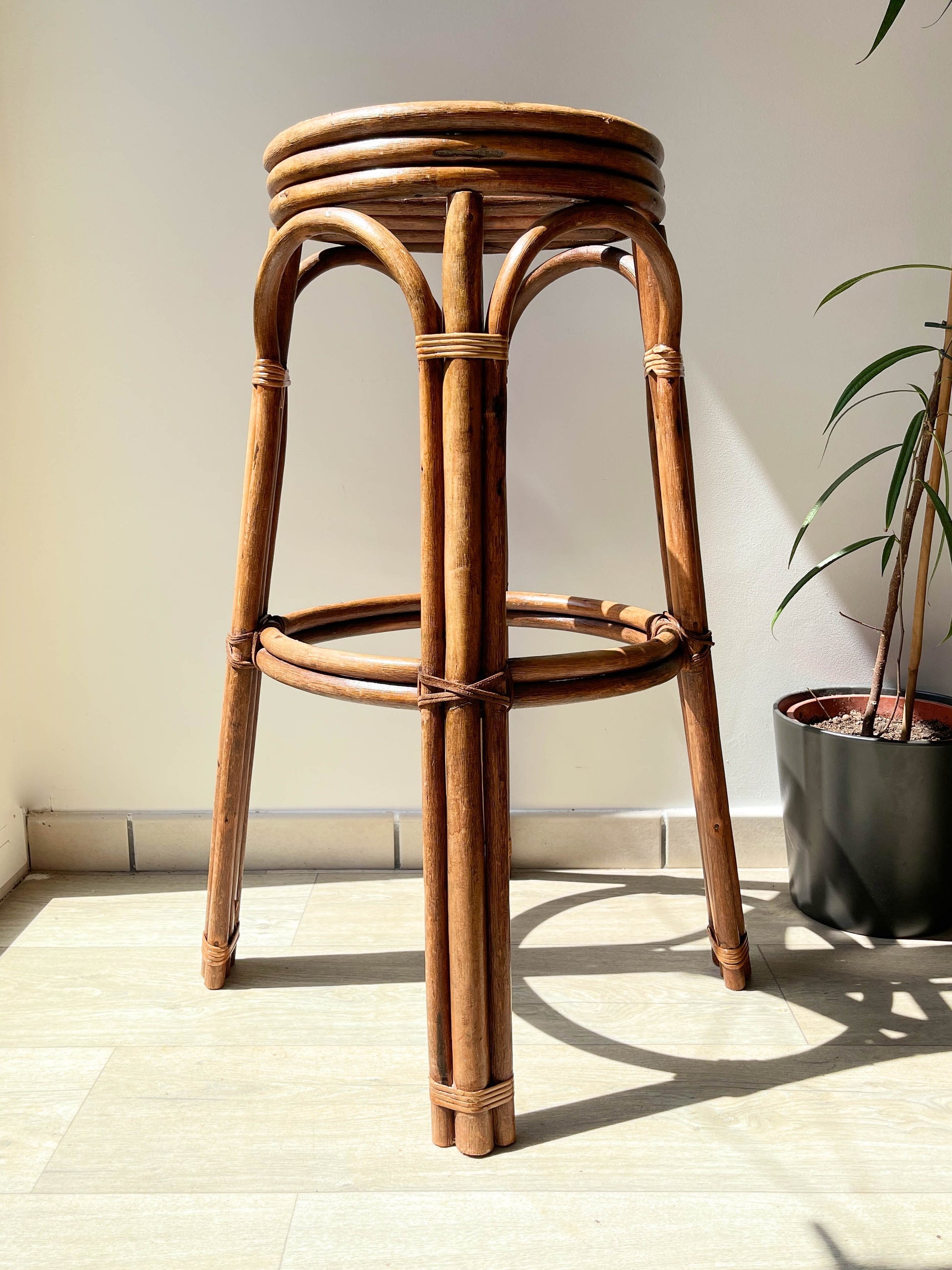 Tabouret de bar vintage en bois courbé, 1950