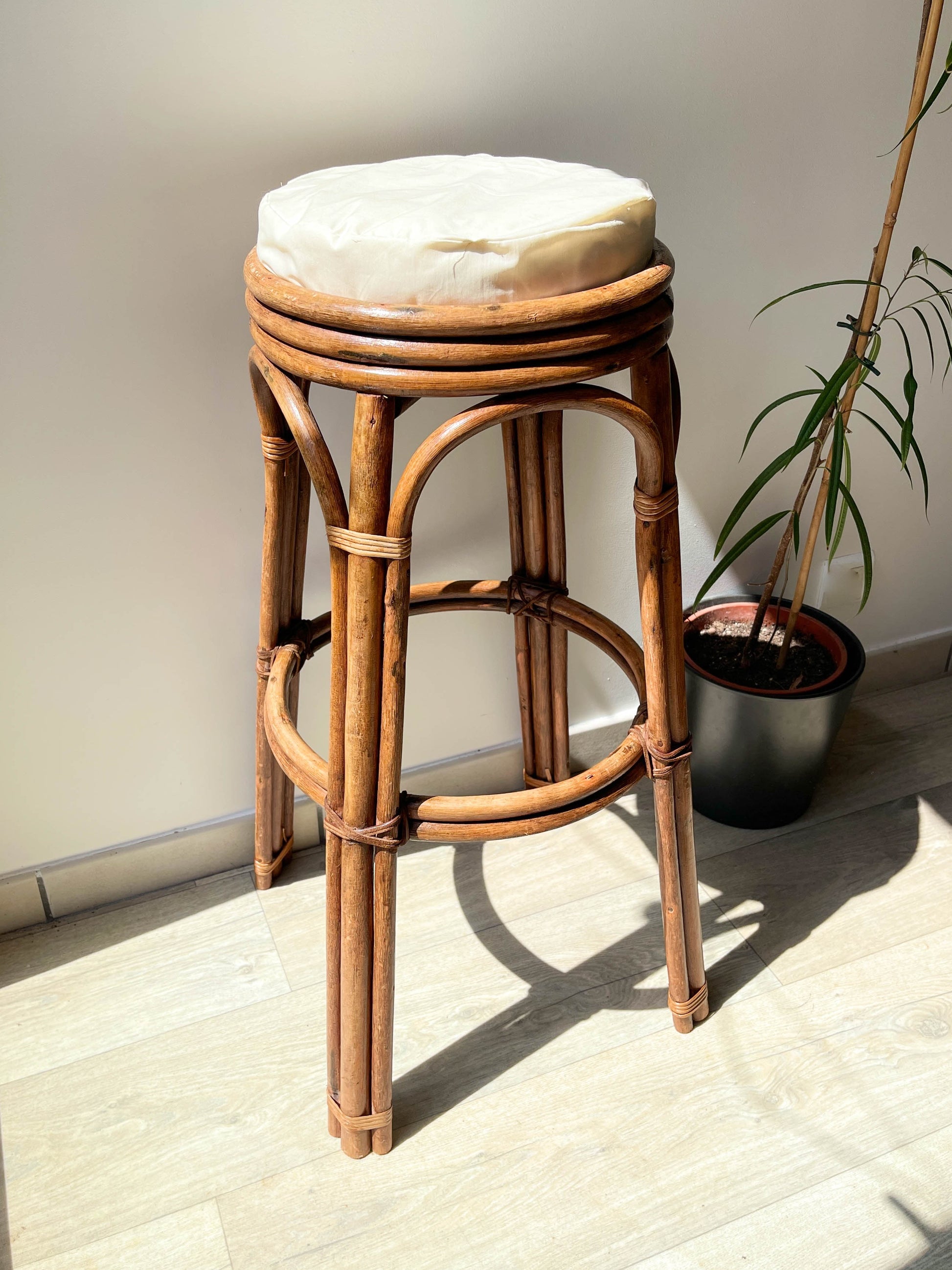 Tabouret de bar vintage en bois courbé, 1950