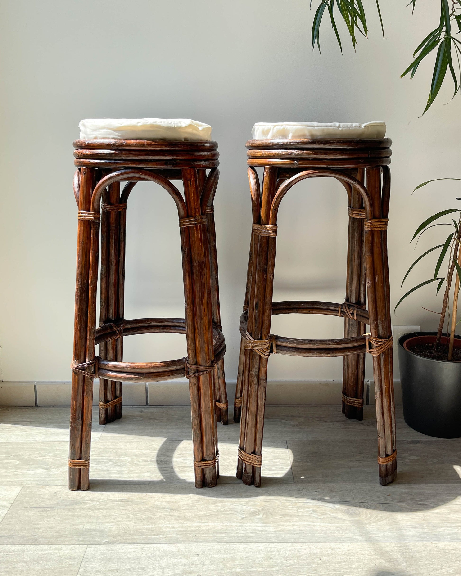 Tabourets de bar vintage en bois courbé, 1950 