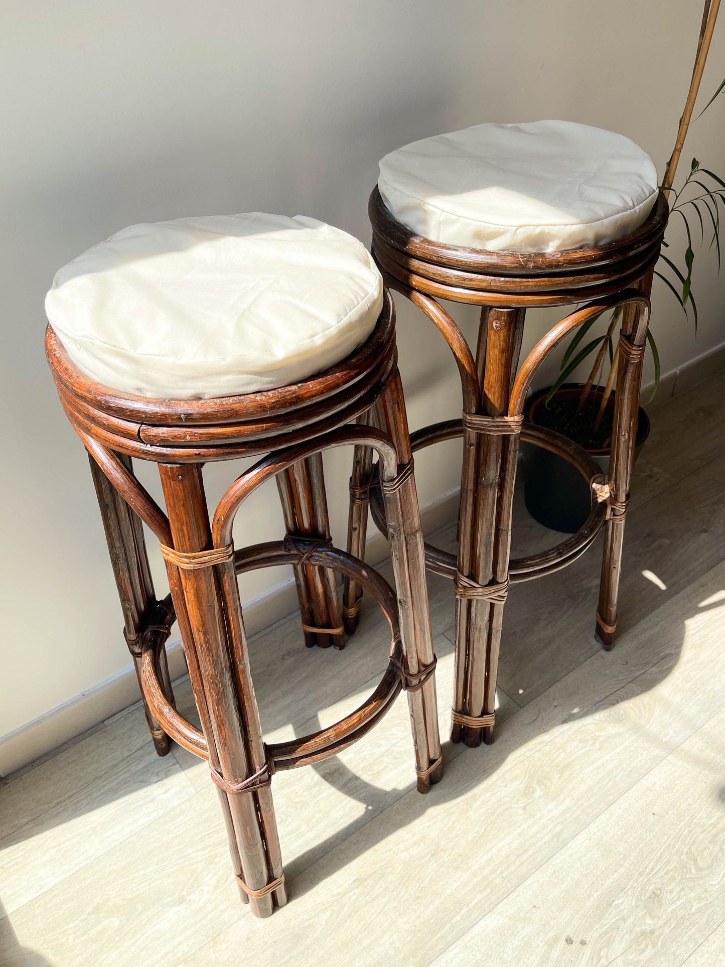 Tabourets de bar vintage en bois courbé, 1950 