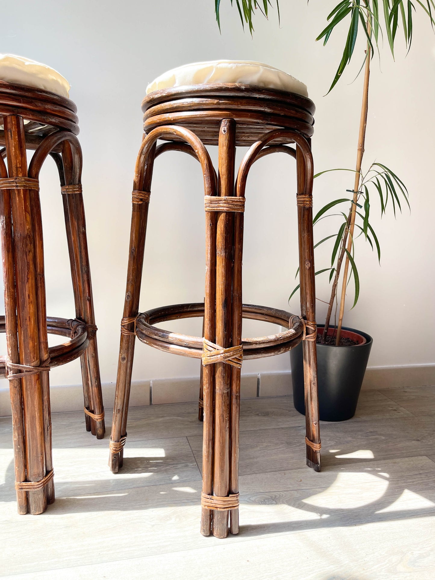 Tabourets de bar vintage en bois courbé, 1950 