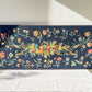 Grande tapisserie canevas vintage motif fleuri 1970