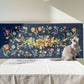 Grande tapisserie canevas vintage motif fleuri 1970