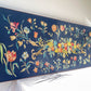 Grande tapisserie canevas vintage motif fleuri 1970