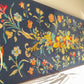 Grande tapisserie canevas vintage motif fleuri 1970
