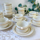 Service à café St Amand 10 personnes – Porcelaine vintage blanche et dorée