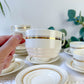 Service à café St Amand 10 personnes – Porcelaine vintage blanche et dorée