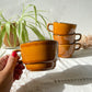 4 Tasses à café/thé vintage en faïence caramel noir