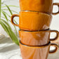 4 Tasses à café/thé vintage en faïence caramel noir