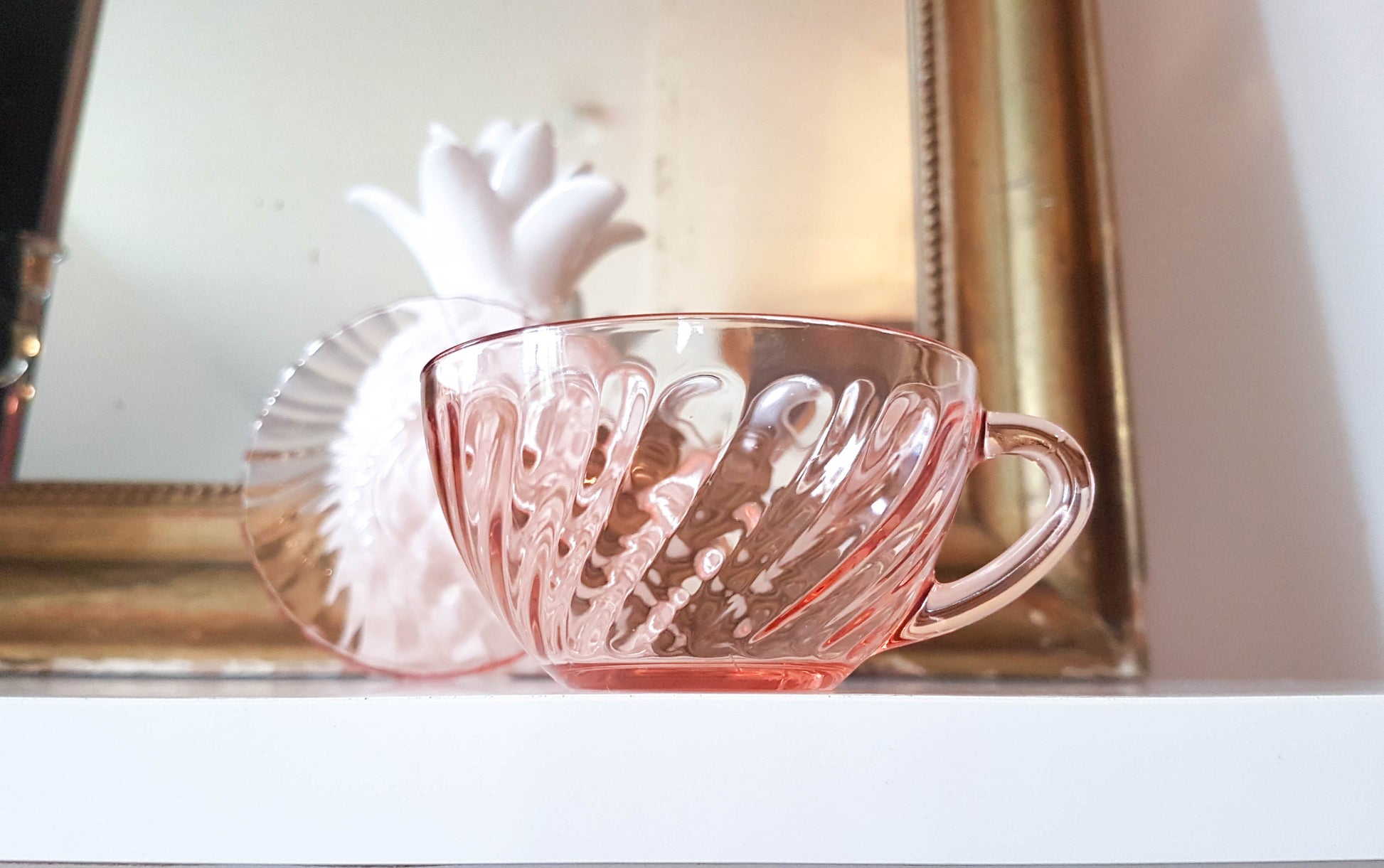 6 Tasses et sous-tasses à thé en verre rose Rosaline LUMINARC made in France