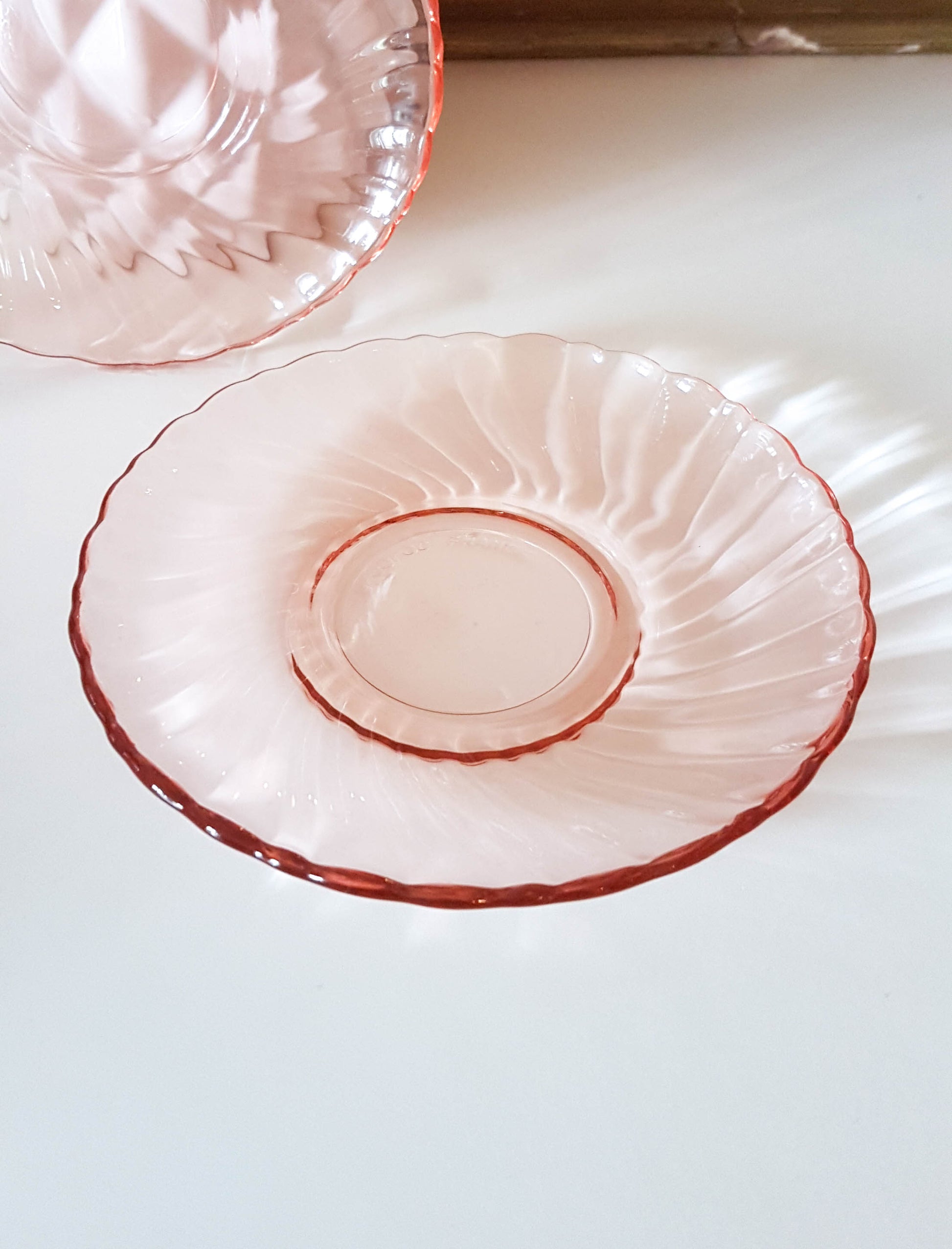 6 Tasses et sous-tasses à thé en verre rose Rosaline LUMINARC made in France