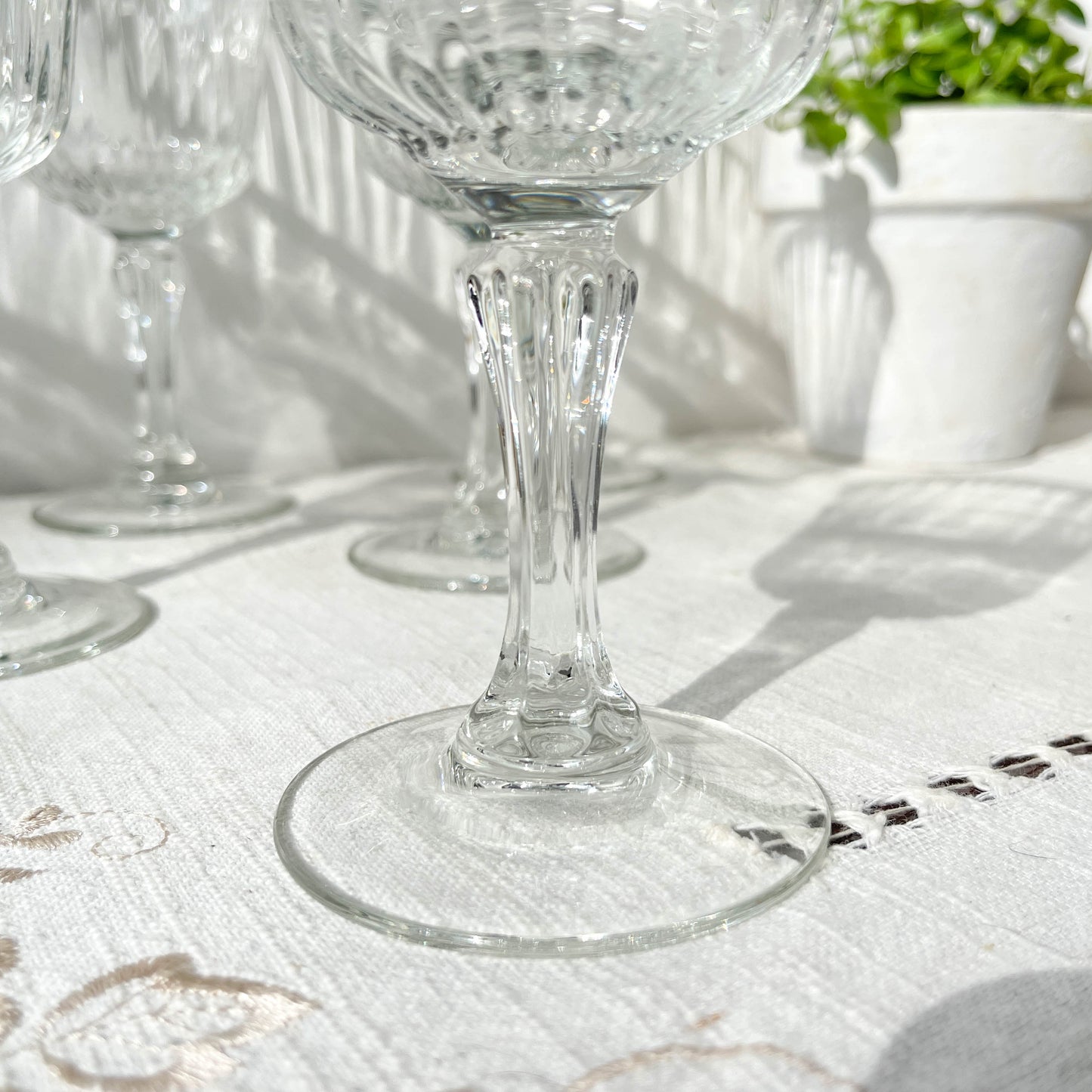 6 Verres à eau vintage en verre cannelé Made in France