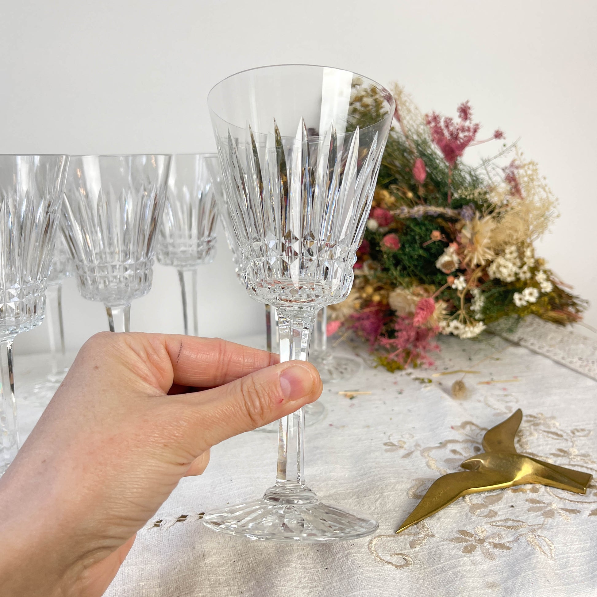 6 Verres à eau Cristal ciselé Français