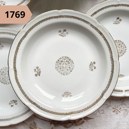 Assiette CREUSE vintage PORCELAINE blanche, dorée – vendue à l’UNITÉ