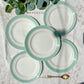5 Petites assiettes vintage en porcelaine française blanches vertes Céranord