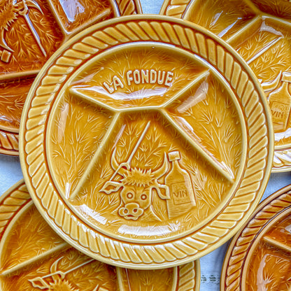 Assiette à fondue vintage Sarreguemines France 1970 – vendue à l’unité