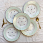 5 Assiettes creuses vintage porcelaine blanche verte fleurie SALINS 66 de 1950s