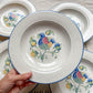 5 Assiettes Creuses en Faïence Italienne mouchetée "TIFFANY" – Motif Oiseau Vintage