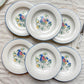 6 Assiettes Creuses en Faïence Italienne mouchetée "TIFFANY" – Motif Oiseau Vintage