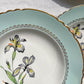 6 Assiettes creuses porcelaine vintage blanche verte Iris Moulin des Loups "Sargosse" 1950s