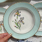 6 Assiettes creuses porcelaine vintage blanche verte Iris Moulin des Loups "Sargosse" 1950s