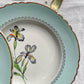 6 Assiettes creuses porcelaine vintage blanche verte Iris Moulin des Loups "Sargosse" 1950s