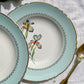 6 Assiettes creuses porcelaine vintage blanche verte Iris Moulin des Loups "Sargosse" 1950s