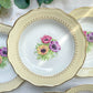 6 Assiettes creuses en porcelaine vintage motif fleuri blanche jaune doré L'Amandinoise "Coopélia" -Vaisselle vintage fleurie