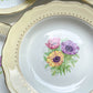 6 Assiettes creuses en porcelaine vintage motif fleuri blanche jaune doré L'Amandinoise "Coopélia" -Vaisselle vintage fleurie