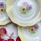 4 Assiettes creuses en porcelaine vintage motif fleuri blanche jaune doré L'Amandinoise "Coopélia"