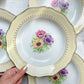 4 Assiettes creuses en porcelaine vintage motif fleuri blanche jaune doré L'Amandinoise "Coopélia"