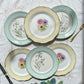 6 assiettes vintage en porcelaine française dépareillées – Jaune, vert, fleuri – Moulin des Loups - L'Amandinoise