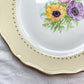 6 Assiettes plates en porcelaine vintage motif fleuri blanche jaune doré L'Amandinoise "Coopélia" -Vaisselle vintage fleurie