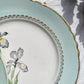 6 Assiettes plates porcelaine vintage blanche verte Iris Moulin des Loups "Sargosse" 1950s