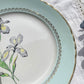 6 Assiettes plates porcelaine vintage blanche verte Iris Moulin des Loups "Sargosse" 1950s
