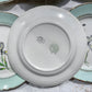 6 Assiettes plates porcelaine vintage blanche verte Iris Moulin des Loups "Sargosse" 1950s