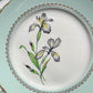 6 Assiettes plates porcelaine vintage blanche verte Iris Moulin des Loups "Sargosse" 1950s
