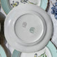 6 Assiettes plates porcelaine vintage blanche verte Iris Moulin des Loups "Sargosse" 1950s