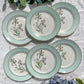 6 Assiettes plates porcelaine vintage blanche verte Iris Moulin des Loups "Sargosse" 1950s