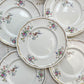 Lot de 5 grandes assiettes vintage en porcelaine Longchamp Chantilly, motif floral et oiseau de paradis, liseré doré, années 1970, vaisselle ancienne française