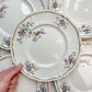 Lot de 5 grandes assiettes vintage en porcelaine Longchamp Chantilly, motif floral et oiseau de paradis, liseré doré, années 1970, vaisselle ancienne française