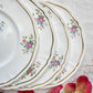 5 Assiettes plates vintage en porcelaine Longchamp Chantilly - Motif oiseau de paradis et fleurs - 1970