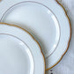6 Assiettes plates vintage en porcelaine blanche et doré Kahla Gbr