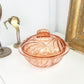 Bonbonnière vintage en verre rose Art déco 1950