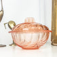 Bonbonnière vintage en verre rose Art déco 1950